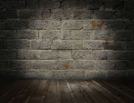 old room with brick wall, grungy backgroundの写真素材