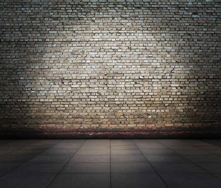 old room with brick wall, grungy backgroundの写真素材