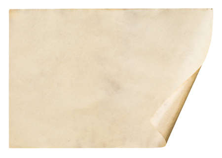 old paper isolated on white background with clipping pathの写真素材