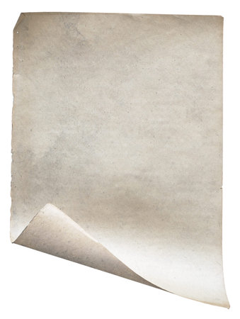 old paper isolated on white background with clipping pathの写真素材