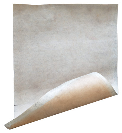 old paper isolated on white background with clipping path