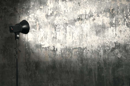 spot light on concrete wallの写真素材