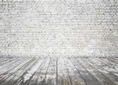 old white room with brick wall, vintage backgroundの写真素材