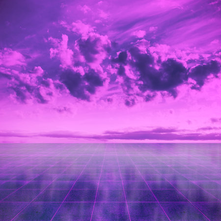 retro futuristic landscape, eighties background