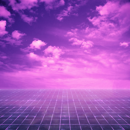 retro futuristic landscape, eighties background