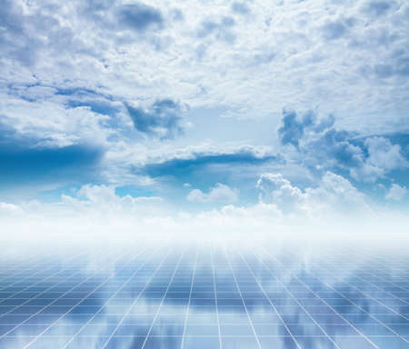 blue sky and floor, backgroundの写真素材