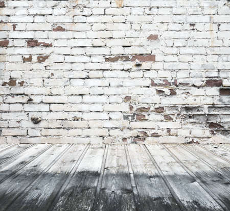old white room with brick wall, vintage backgroundの写真素材
