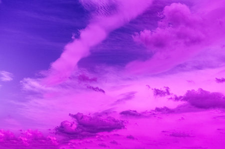 violet sky with clouds, neon dramatic background