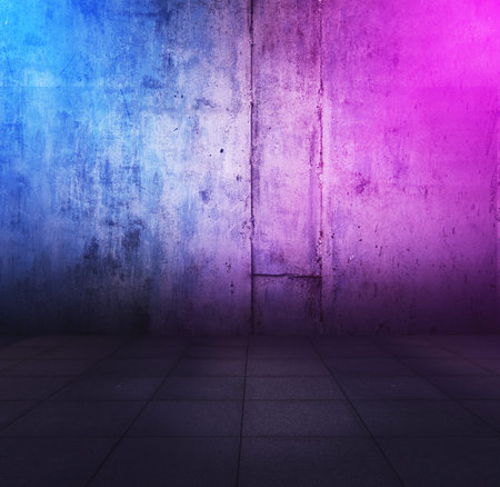 metallic interior background with neon lights