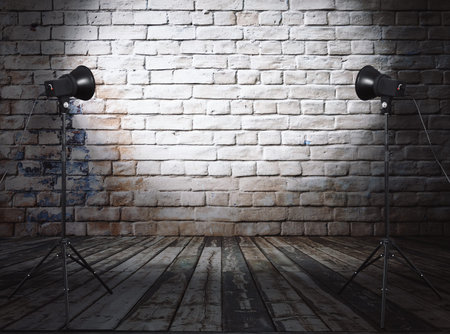 photo studio in old room with brick wall
