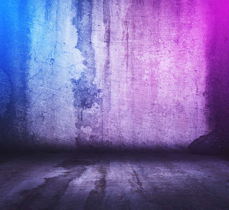 concrete interior with neon lightsの写真素材