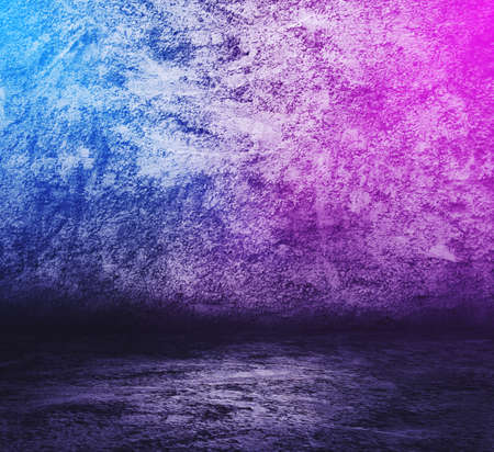 concrete interior with neon lightsの写真素材