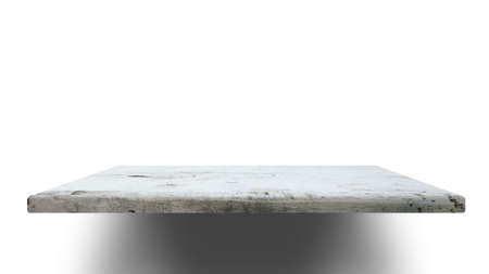 empty wooden shelf isolated on white backgroundの写真素材