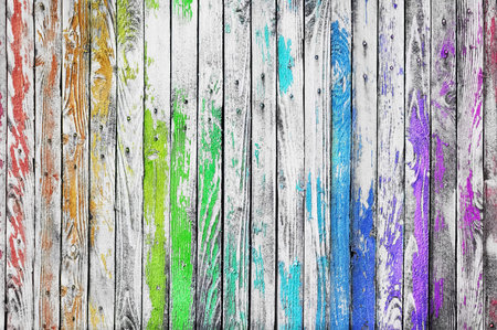 Ð¡olorful wooden background texture. Multicolored planks wall.の写真素材