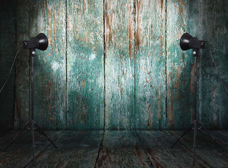 photo studio in old wooden roomの写真素材