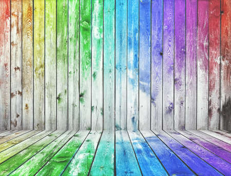 Ð¡olorful wooden background texture. Multicolored planks wall.の写真素材