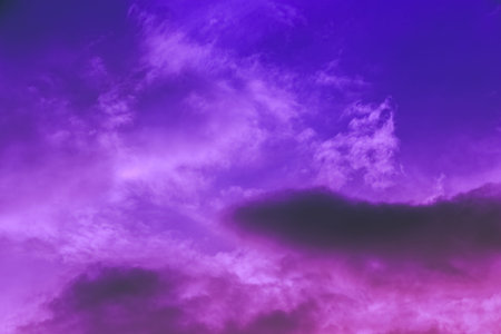 violet sky with clouds, neon dramatic background
