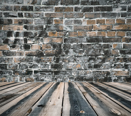 old room with brick wall, vintage background