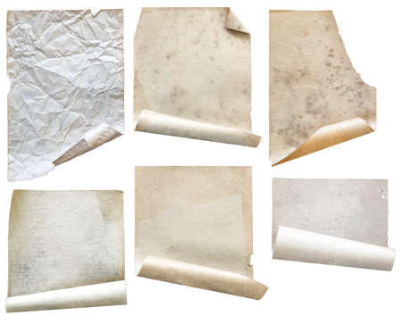 old papers set isolated on white backgroundの写真素材