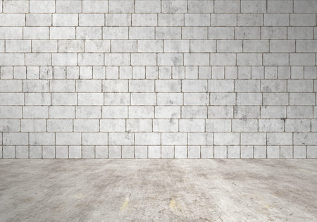 empty interior, brick wall, cement floor