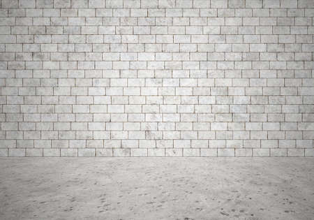 empty interior, brick wall, cement floorの写真素材