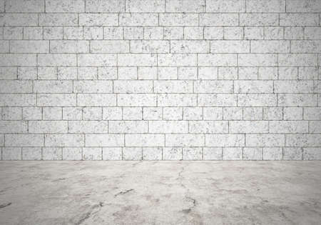empty interior, brick wall, cement floorの写真素材