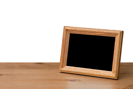 photo frame on table, white background