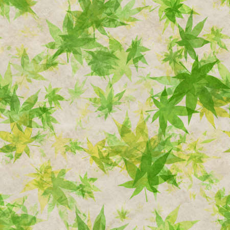 Autumn leaves, seamless background pattern on old paper.の写真素材
