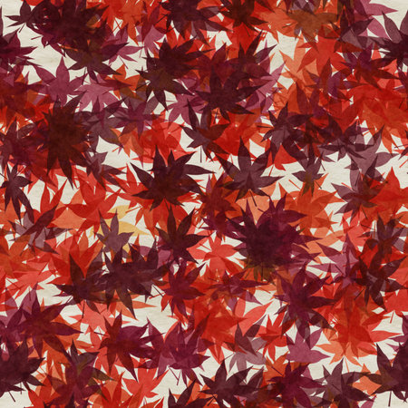 Autumn leaves, seamless background pattern on old paper.