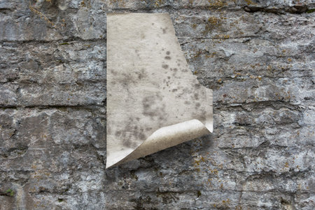 old paper on stone wall