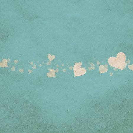 Vintage Valentine's day background, retro hearts on blue paper