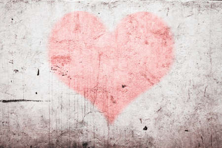 old wall graffiti, heart, valentines day backgroundの写真素材