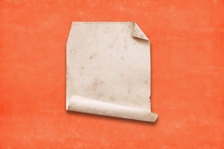 old paper on red wall, vintage background