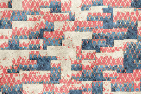 retro vintage abstract patchwork background  on grungy paperの写真素材