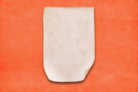 old paper on red wall, vintage backgroundの写真素材