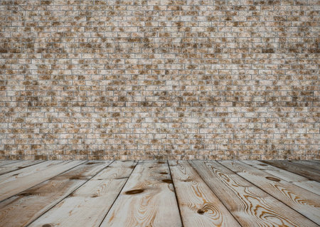 old room with brick wall, vintage background