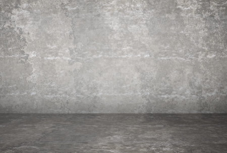 empty room with plaster wall, grey background