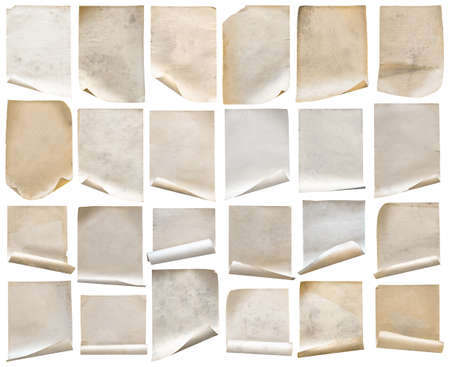 old papers set isolated on white backgroundの写真素材