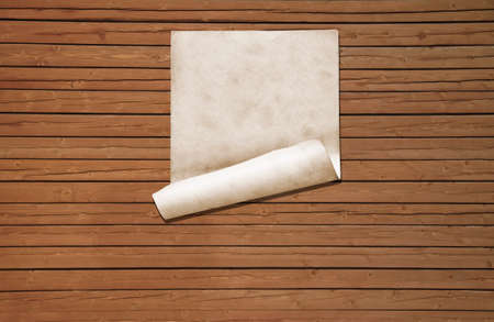 white paper on old wooden wall, background with copy spaceの写真素材
