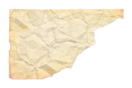 old blank crumpled paper with copyspace isolated on white backgroundの写真素材