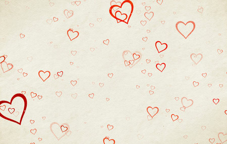 Valentine's day vintage background with hearts on old paper texture