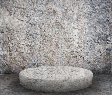 podium on floor, old interior concrete wallの写真素材