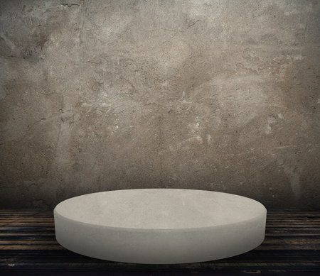 podium on floor, old interior concrete wallの写真素材