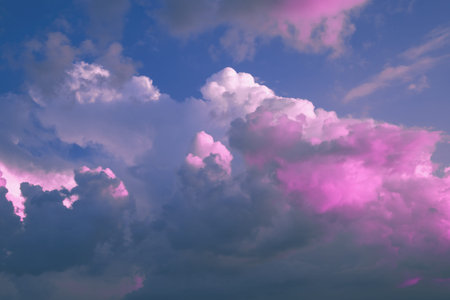 pink clouds, neon sky background