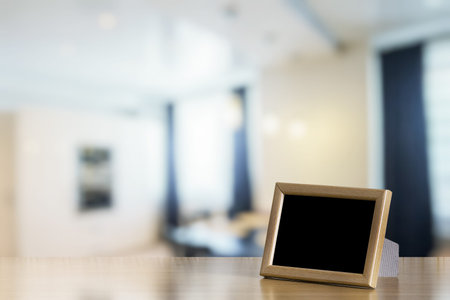 photo frame on the wooden table in the living room