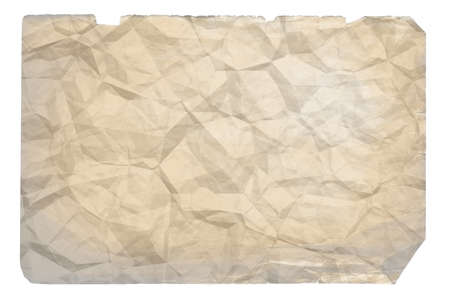 old blank crumpled paper with copyspace isolated on white backgroundの写真素材