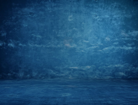 blue plaster wall, old grunge room, interior background