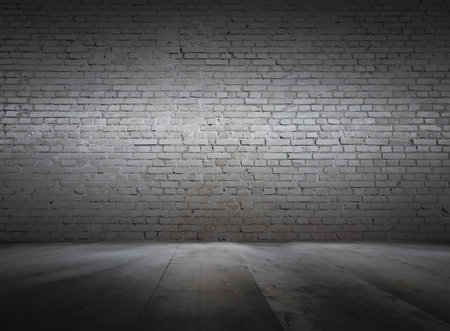 old interior with brick wall, dark vintage background