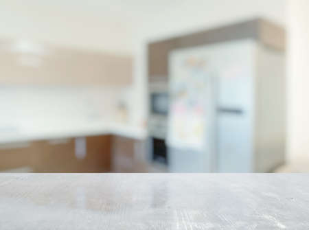 white wooden table in the kitchenの写真素材