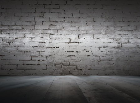 old interior with brick wall, dark vintage background